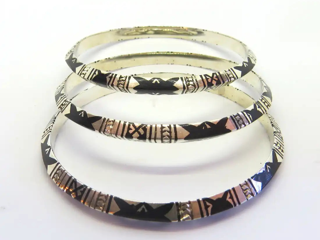 Empowering Charms: Tuareg & Moroccan Berber Protective Bangles - BOHO Jewelry Embellished with Sterling Silver, Lacquer, and Handcrafted Tribal Ethnic Charms