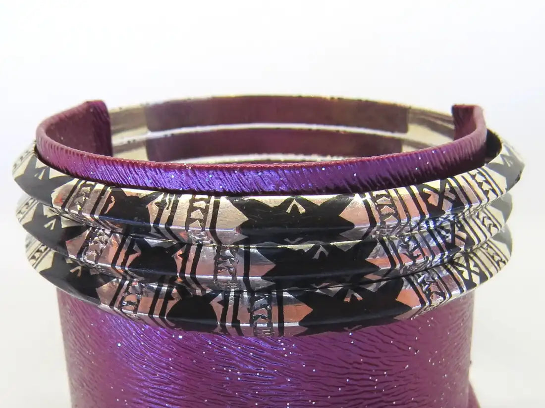 Empowering Charms: Tuareg & Moroccan Berber Protective Bangles - BOHO Jewelry Embellished with Sterling Silver, Lacquer, and Handcrafted Tribal Ethnic Charms