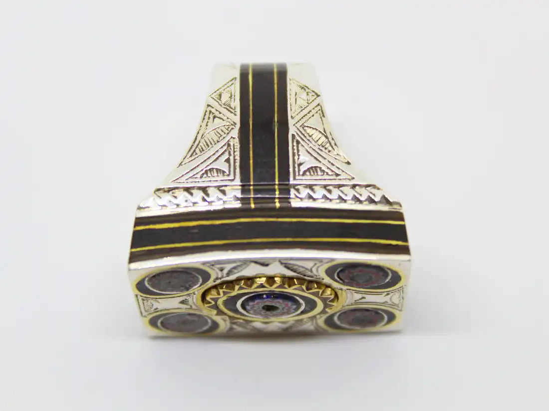 Spirit of Heritage: Tuareg Silver rectangular Ring - African Moroccan Berber BOHO Protection Jewelry with Chevron Bead, Ebony Wood, and Tribal Handmade Ethnic Essence